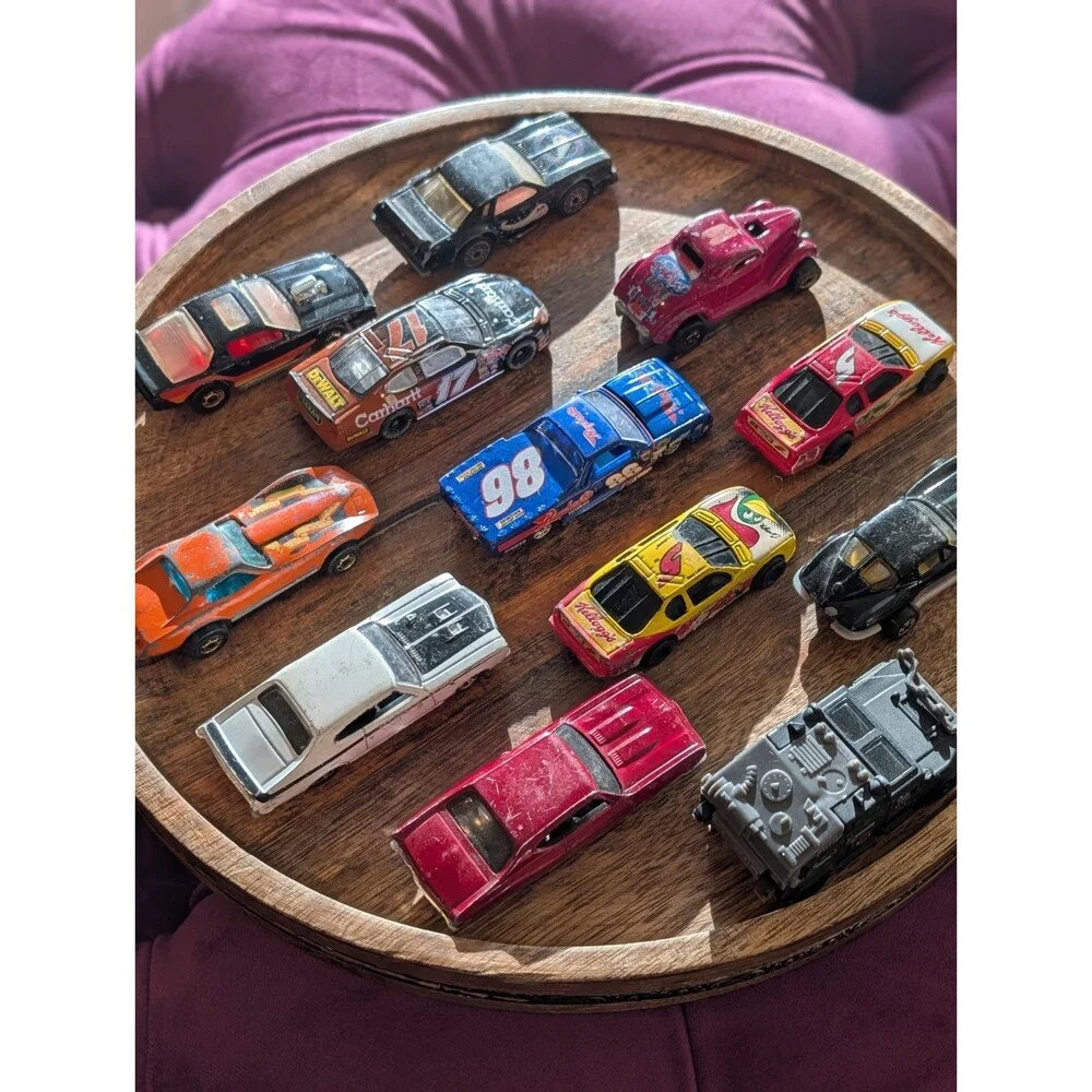 Vintage Diecast Toy Car Lot of 12 Mixed Loose Cars NASCAR Style Hot Wheels Match